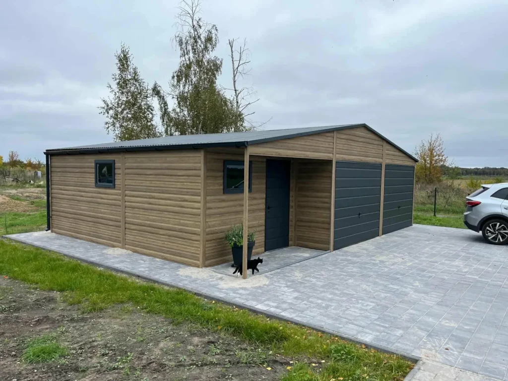 Garaż blaszany 9×6 z pomieszczeniem gospodarczym — Winchester + antracyt